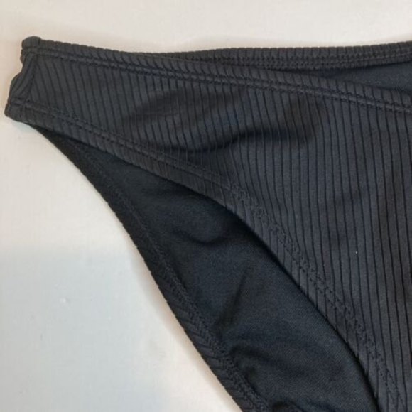 Xhilaration Womens Bikini Bottom Black Ribbed Swim Bathing Cheeky Front "V" - Picture 2 of 5